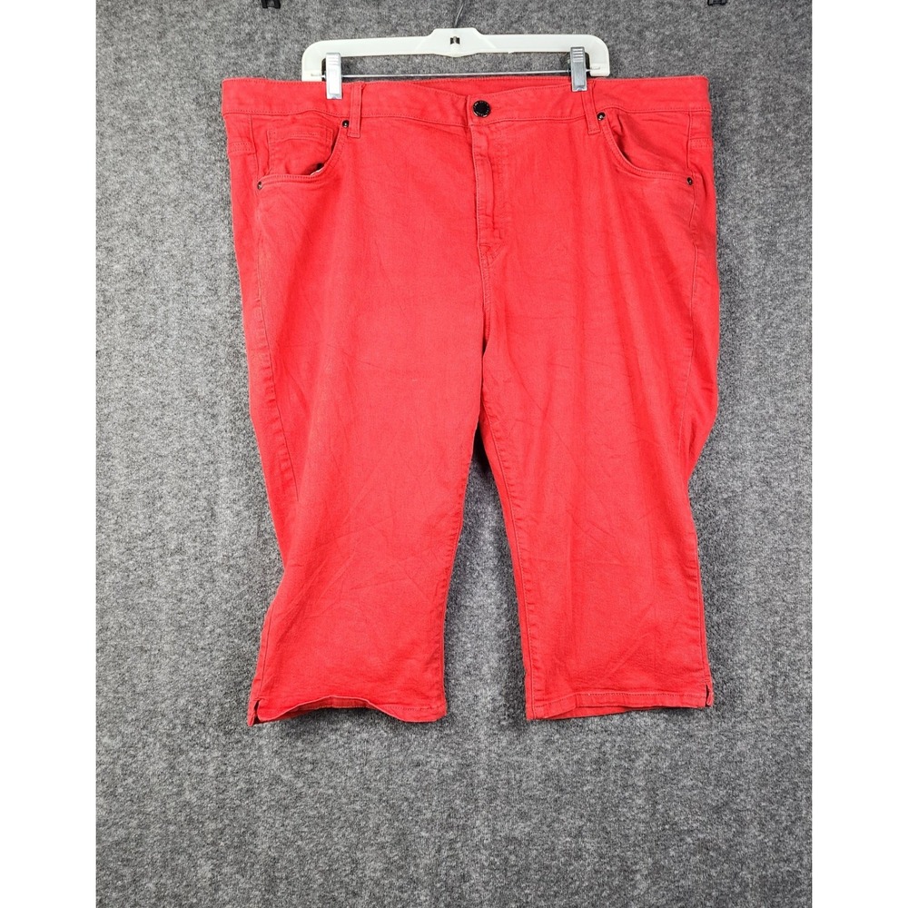 Lane Bryant Capri Pants Women Size 26 Red Stretch Denim Cropped‎ 576425